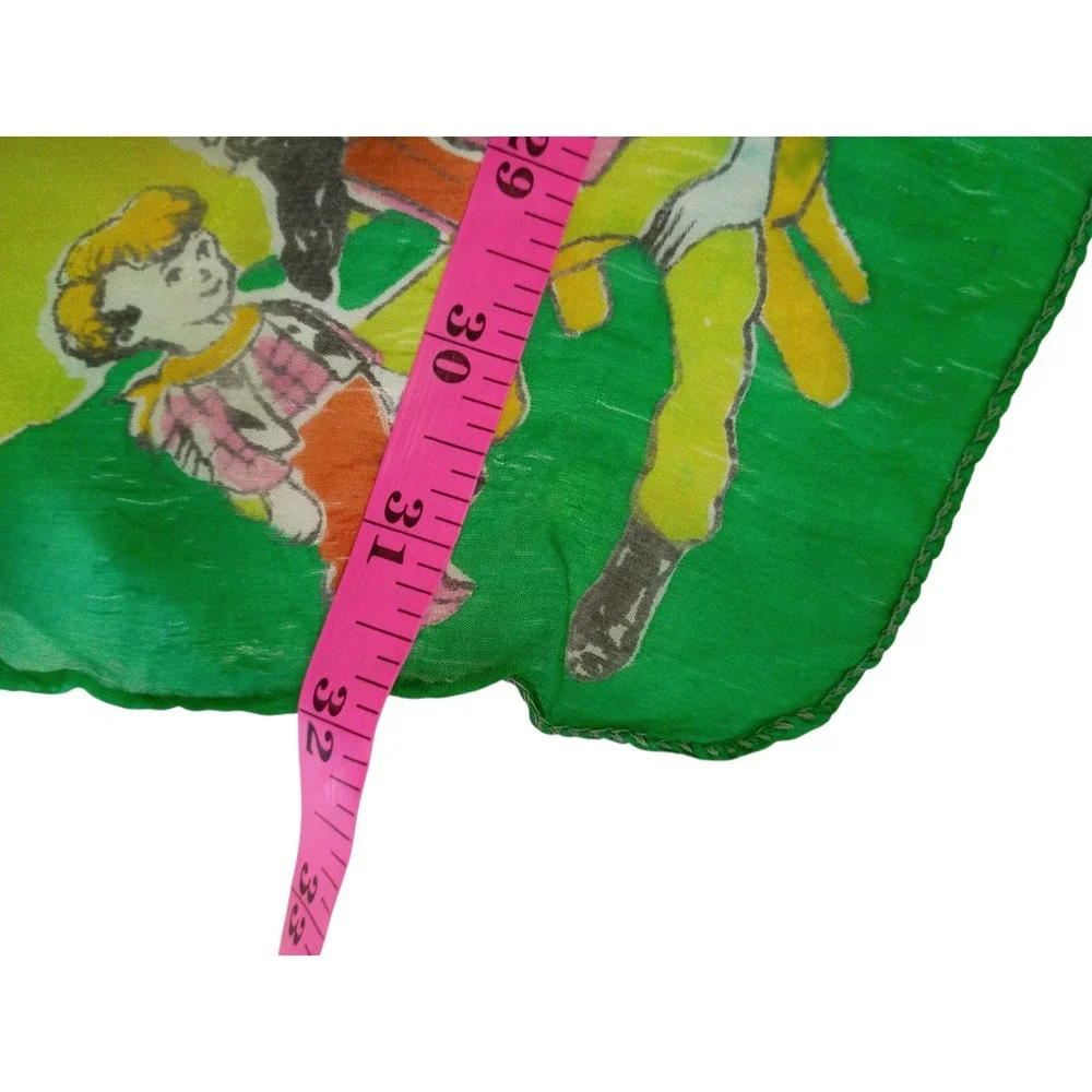 Vintage Texas Souvenir Scarf Silk Green Novelty Map Print Alamo Baylor Austin
